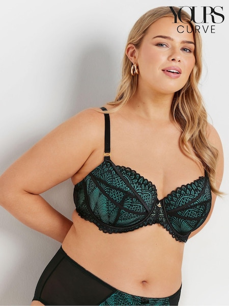 Yours Curve Green Lace Padded T-Shirt Bra (AY5205) | £28