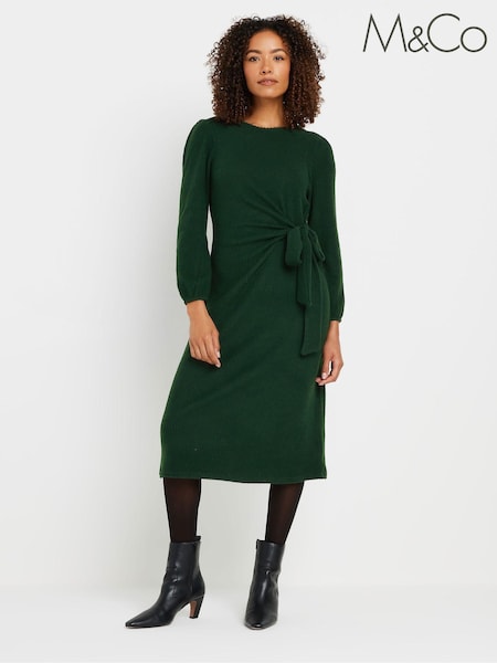 M&Co Green Side Tie Midi Dress (AY5235) | £39