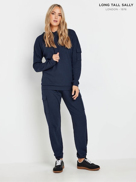 Long Tall Sally Blue Ribbed Cargo Joggers (AY5263) | £29