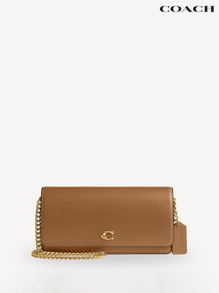 COACH Brown Evie Leather Long Wallet On Chain (AY5349) | £250
