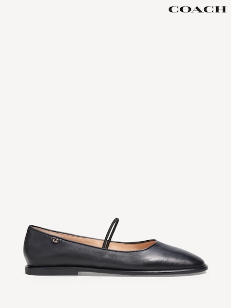 COACH Black Emilia Leather Mary Jane Shoes (AY5360) | £175