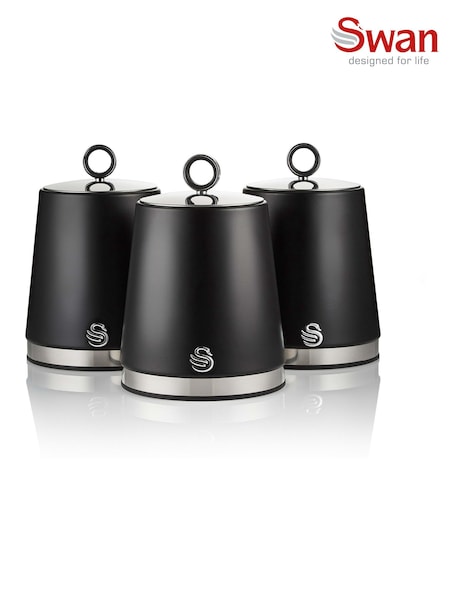 Swan Black Serenity Set of 3 Kitchen Storage Canisters (AY5384) | £26