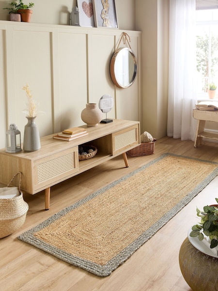 Origin Rug Collection. Green Jute Border Runner (AY5393) | £85