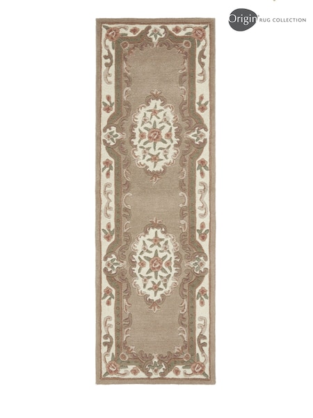 Origin Rug Collection. Cream Shensi Wool Runner (AY5394) | £105