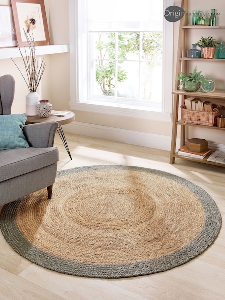 Origin Rug Collection. Green Jute Border Rug (AY5396) | £75