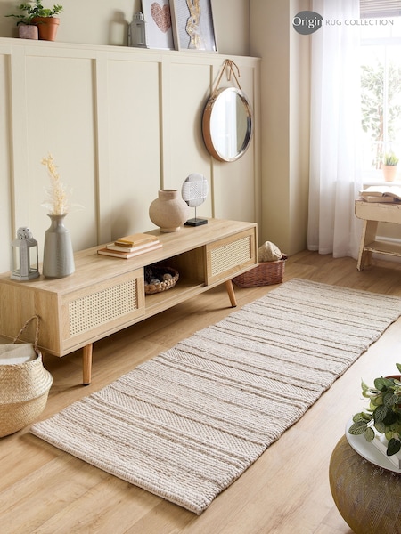 Origin Rug Collection. Cream Chunky Knit Runner (AY5409) | £145