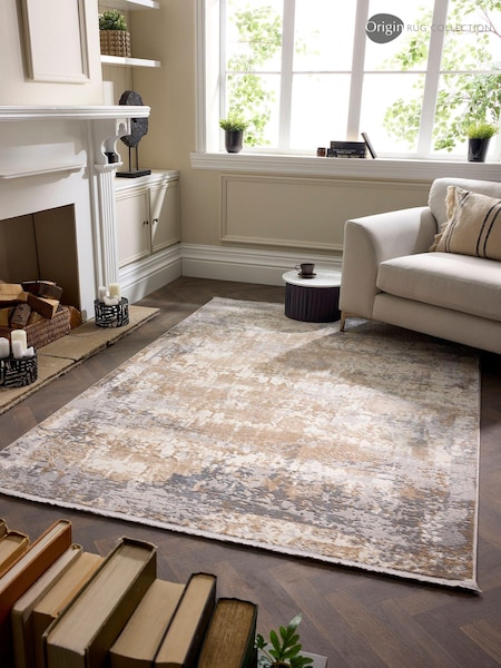 Origin Rug Collection. Blue Easy Care Aura Distressed Rug (AY5413) | £60