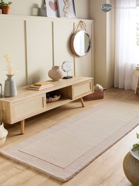 Origin Rug Collection. Cream Borders Wool Runner (AY5419) | £90