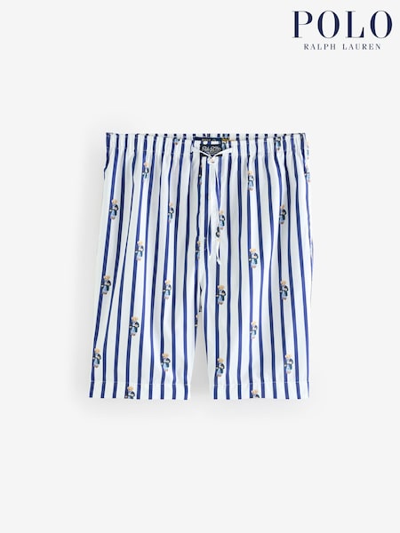 Polo Ralph Lauren Blue Stripe Bear Print Cotton Shorts (AY5433) | £65