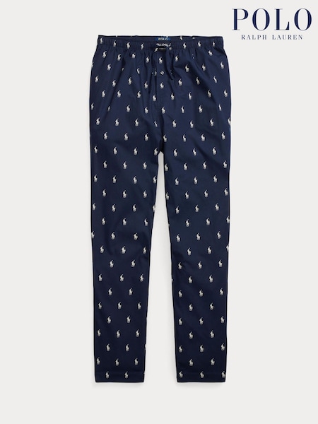 Polo Ralph Lauren Blue Signature Pony Cotton Pyjama Bottoms (AY5443) | £65