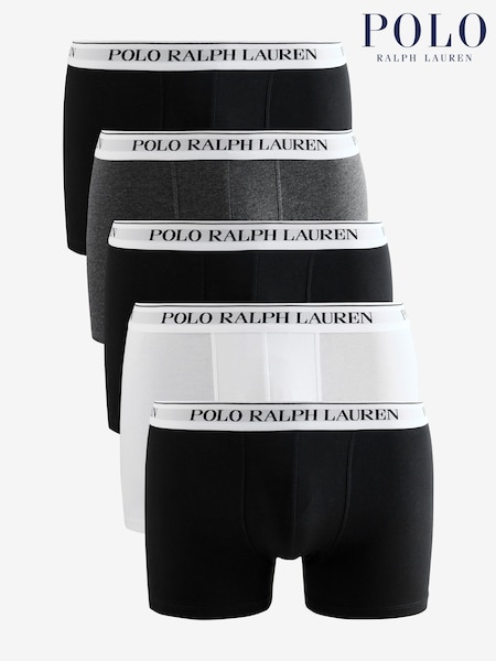 Polo Ralph Lauren White Ground Classic Stretch Boxers 5 Pack (AY5445) | £70