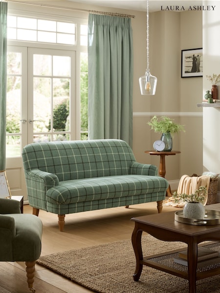 Laura Ashley Fern Green Lindfield Check Clipsham Small 2 Seater Sofa (AY5530) | £849