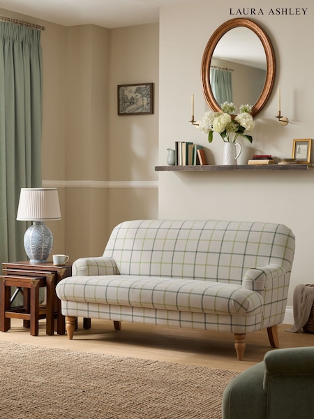 Laura Ashley Natural Lindfield Check Clipsham Small 2 Seater Sofa (AY5531) | £849