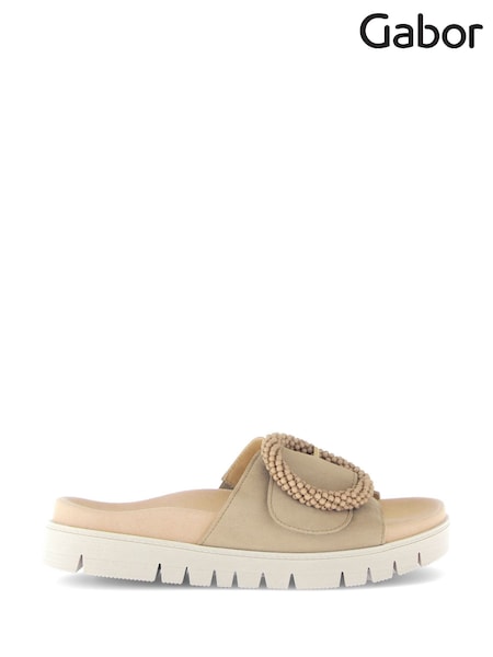Gabor Cream Everly Caramel Suede Mule Style Sandals (AY5542) | £95