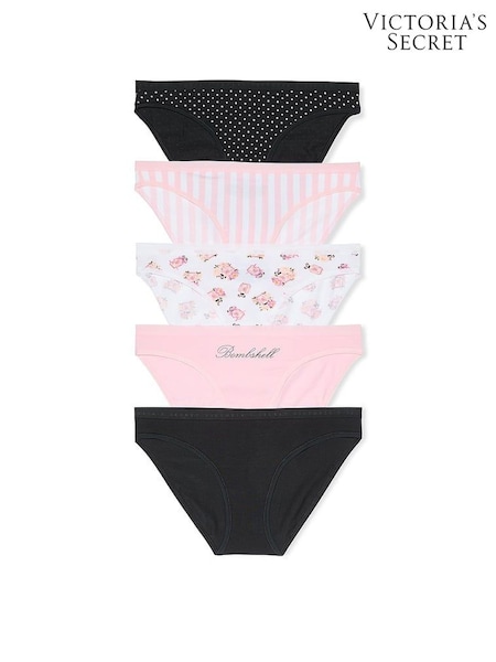 Victoria's Secret Pink/White/Black Bikini 5 Pack Knickers (AY5576) | £25