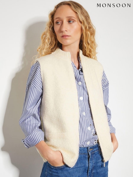 Monsoon Natural Zayn Zip Knit Gilet (AY5596) | £65