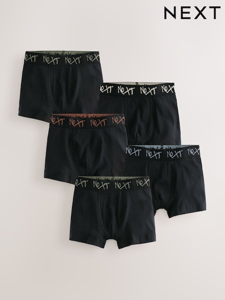 Black with Grafitti Next Waistband Trunks 5 Pack (1.5-16yrs) (AY5604) | £14 - £19