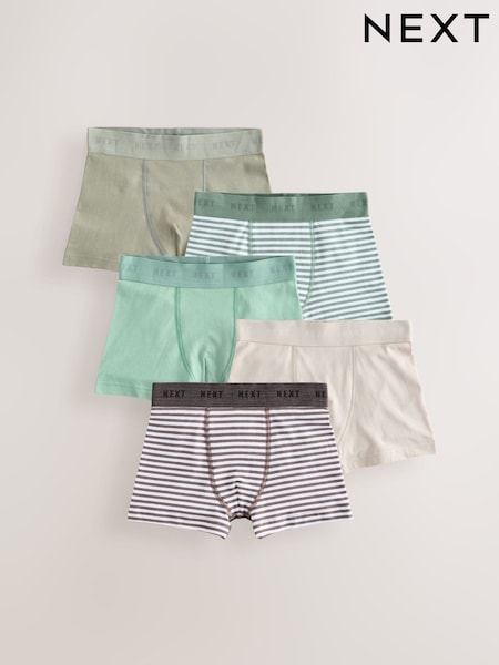 Green/Ecru Boxers 5 Pack (1.5-16yrs) (AY5615) | £14 - £19