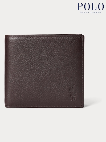Polo Ralph Lauren Brown Pebbled Leather Billfold Coin Wallet (AY5621) | £79