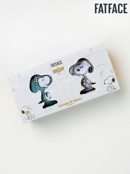 Multi Colour Snoopy Socks in a Gift Box 2 Pack (AY5666) | £12.50