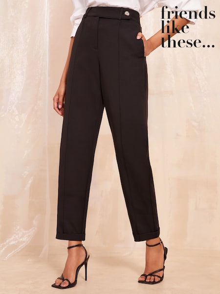 Friends Like These Black Barrel Leg Tailored Trousers (AY5677) | £35