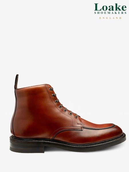 Loake Red Handpainted Calf Leather Apron Front Boots (AY5814) | £310