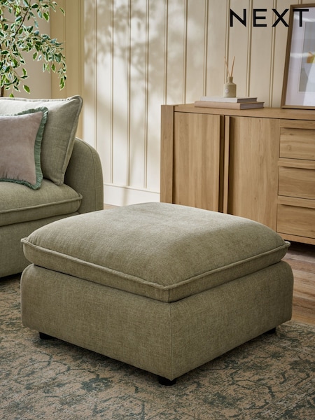 Brushed Weave Light Olive Green Crosby Modular Footstool (AY5862) | £299