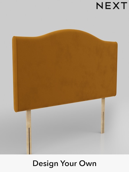 Plush Velvet Easy Clean/Mustard Yellow Arch Headboard (AY5911) | £435
