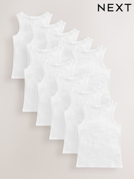 White 10 Pack Lace Trim Vest (1.5-16yrs) (AY5964) | £20 - £28