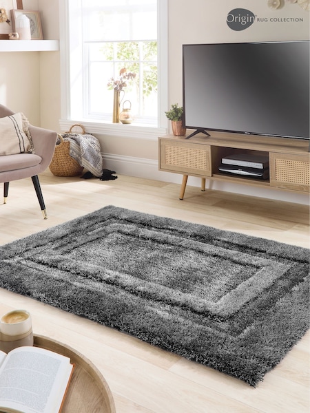 Origin Rug Collection. Black Frame Shaggy Pile Rug (AY5988) | £100 - £180