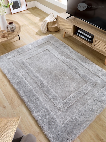 Origin Rug Collection. Silver Frame Shaggy Pile Rug (AY5999) | £100 - £180