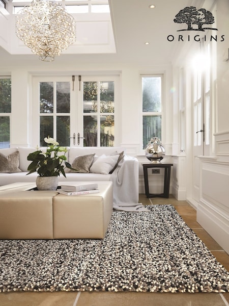 Origins Cream Rocks Shaggy Rug (AY6004) | £125 - £385