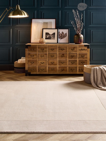 Origin Rug Collection. Cream Borders Wool Rug (AY6007) | £135 - £385