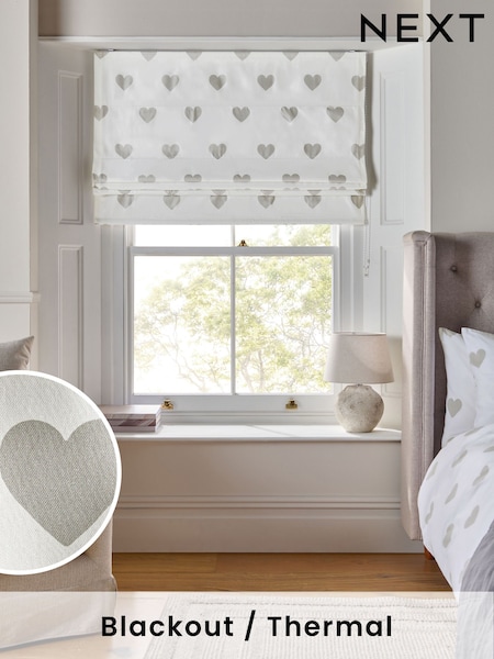 Grey Heart Print Ready Made Roman Roman Blind (AY6041) | £45 - £100