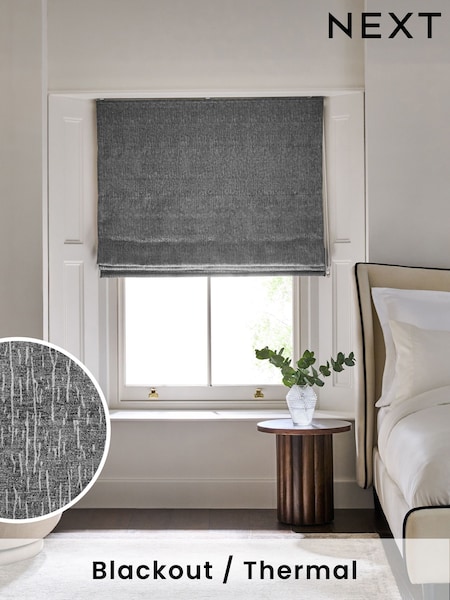 Grey Mid Ready Made Blackout Roman Blinds With Heavyweight Chenille (AY6057) | £50 - £105