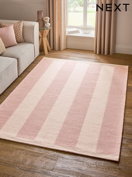 Pink Bold Stripe Woven Rug (AY6090) | £65 - £220