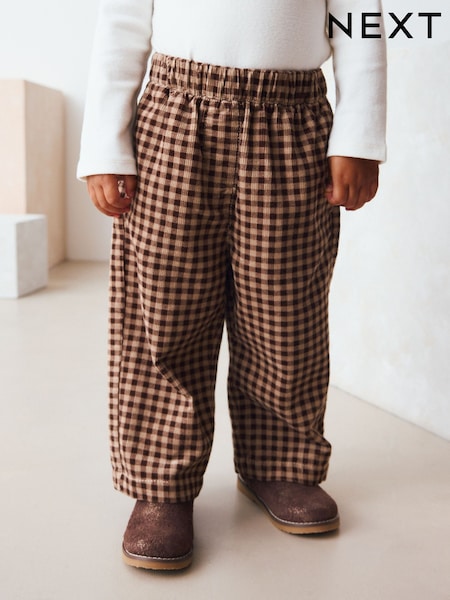 Brown Corduroy Gingham Trousers (3mths-7yrs) (AY6131) | £14 - £16