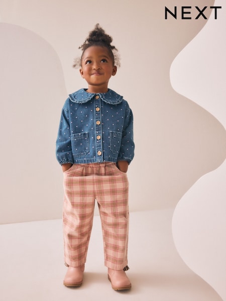 Mid Blue Denim Denim Shirt and Check Trousers Set (3mths-7yrs) (AY6133) | £25 - £30