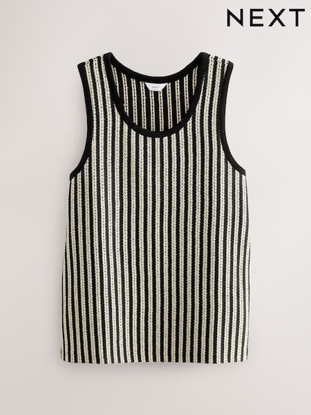 Black/White Stripe Textured Craft Vest (AY6161) | £20