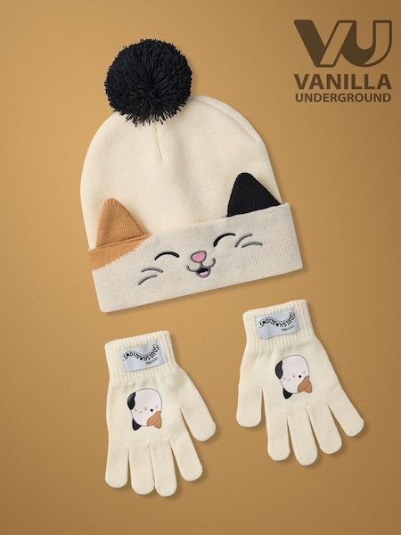 Vanilla Underground Cream Squishmallows Girls Winter Hat and Gloves Set (AY6163) | £16
