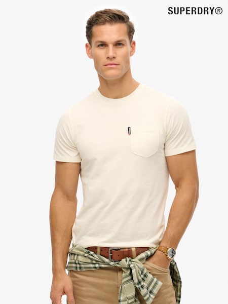 Superdry White Classic Essential Pocket 100% Cotton T-Shirt (AY6411) | £23