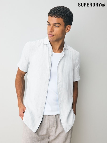 Superdry White Vacation 100% Linen Shirt (AY6428) | £55