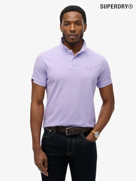 Superdry Purple Vint Destroy 100% Cotton Polo Shirt (AY6435) | £35