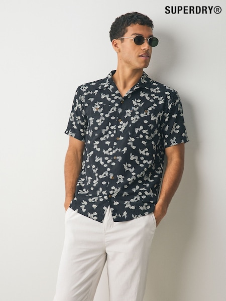 Superdry Black Hawaiian Print Shirt (AY6448) | £45
