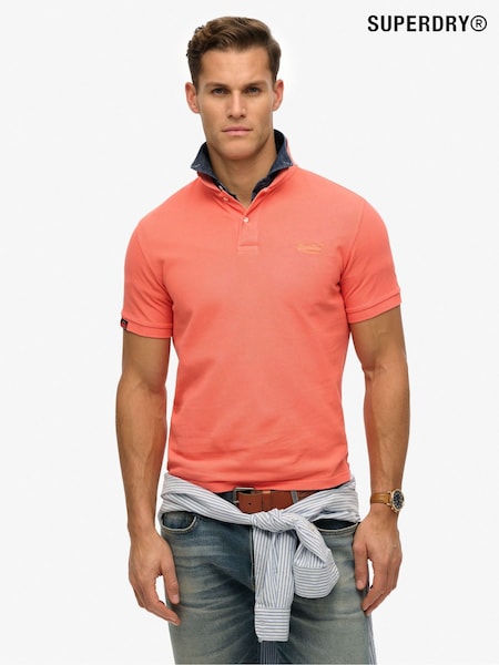 Superdry Orange Vintage Destroy Relaxed 100% Cotton Polo Shirt (AY6455) | £35