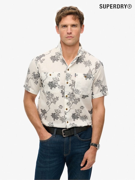 Superdry White Hawaiian Print Shirt (AY6465) | £45