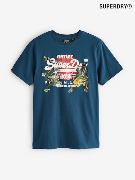 Superdry Blue VL Tokyo Relaxed 100% Cotton T-Shirt (AY6478) | £30