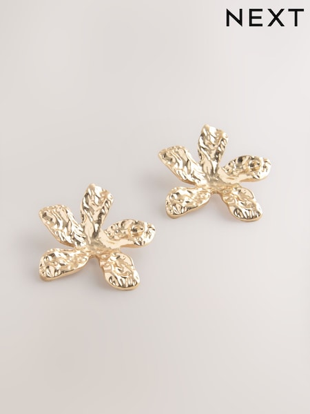 Gold Tone Statement Stud Flower Earrings (AY6624) | £10