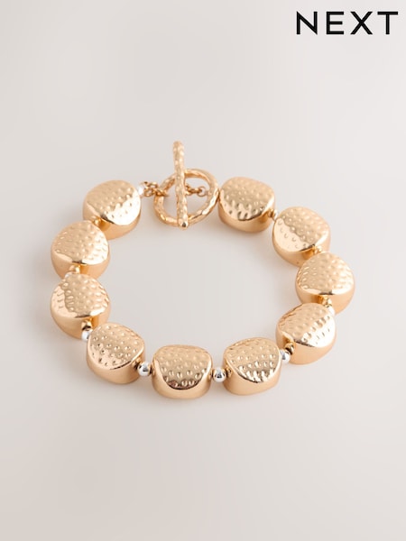 Gold Tone Chunky Hammered Bracelet (AY6631) | £10