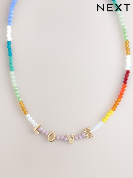 Multicolour Beaded Love Necklace (AY6638) | £12.50